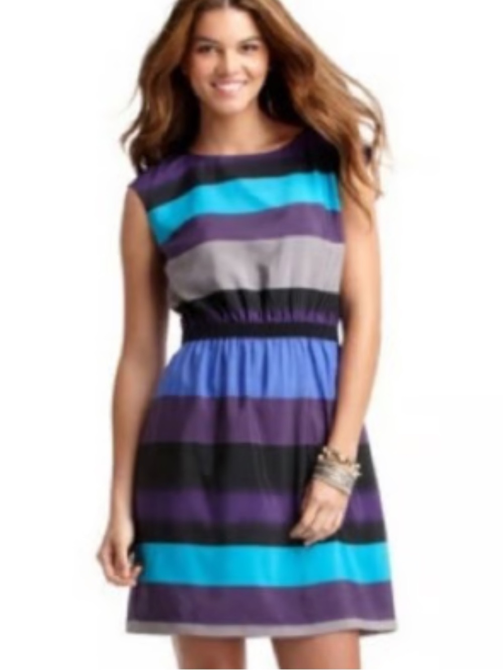 Sleeveless Striped Blue & Purple Dress